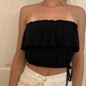 Abercrombie ruffle strapless top in black